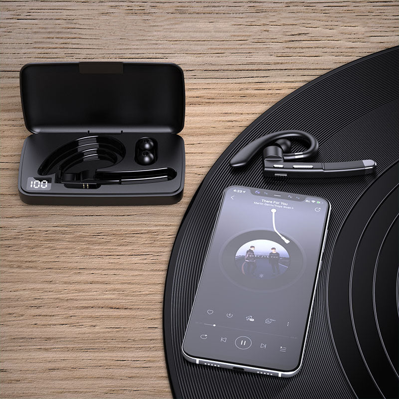 CarryCircuit Single-Ear Bluetooth Business Headset with Charging Case