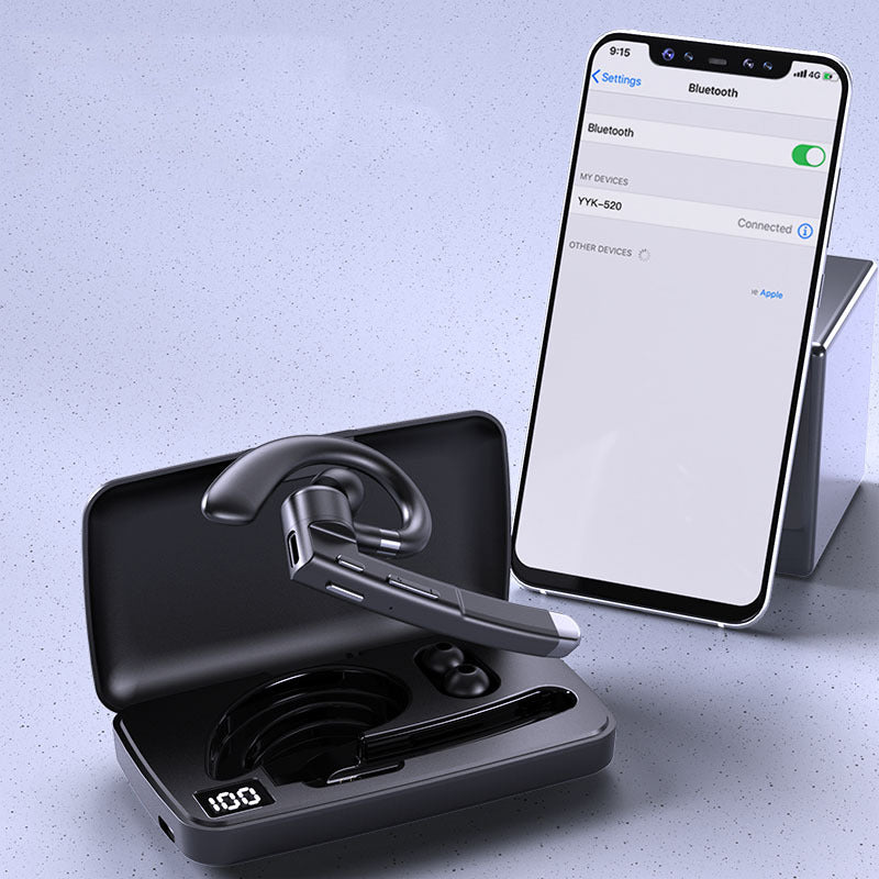 CarryCircuit Single-Ear Bluetooth Business Headset with Charging Case