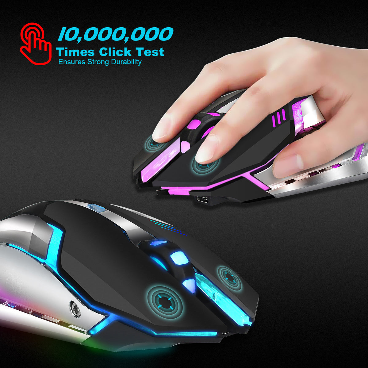 CarryCircuit Rechargeable RGB Wireless Mouse | 2.4GHz