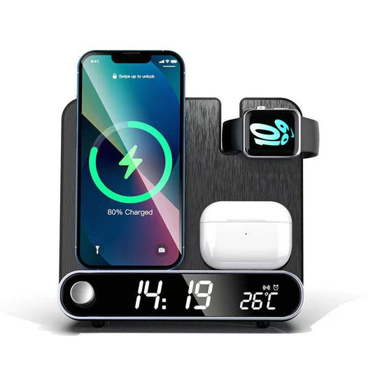 CarryCircuit 3-in-1 Wireless Charging Station with Clock & Temperature Display